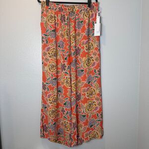Rose+Olive Women's Size (XL) Wide Leg Pants Multicolor Elastic Waist‎ Floral